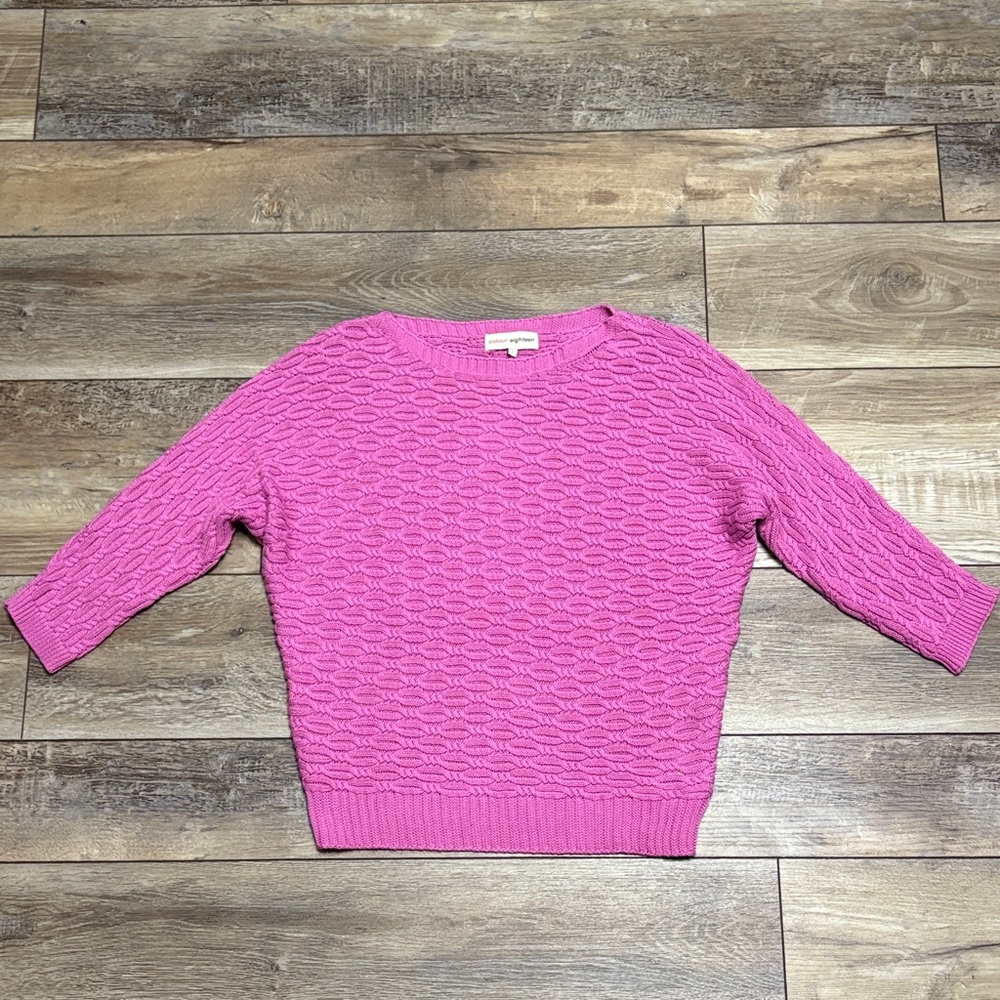 NWT Colour Eighteen Knit Crewneck Sweater Pink Small
